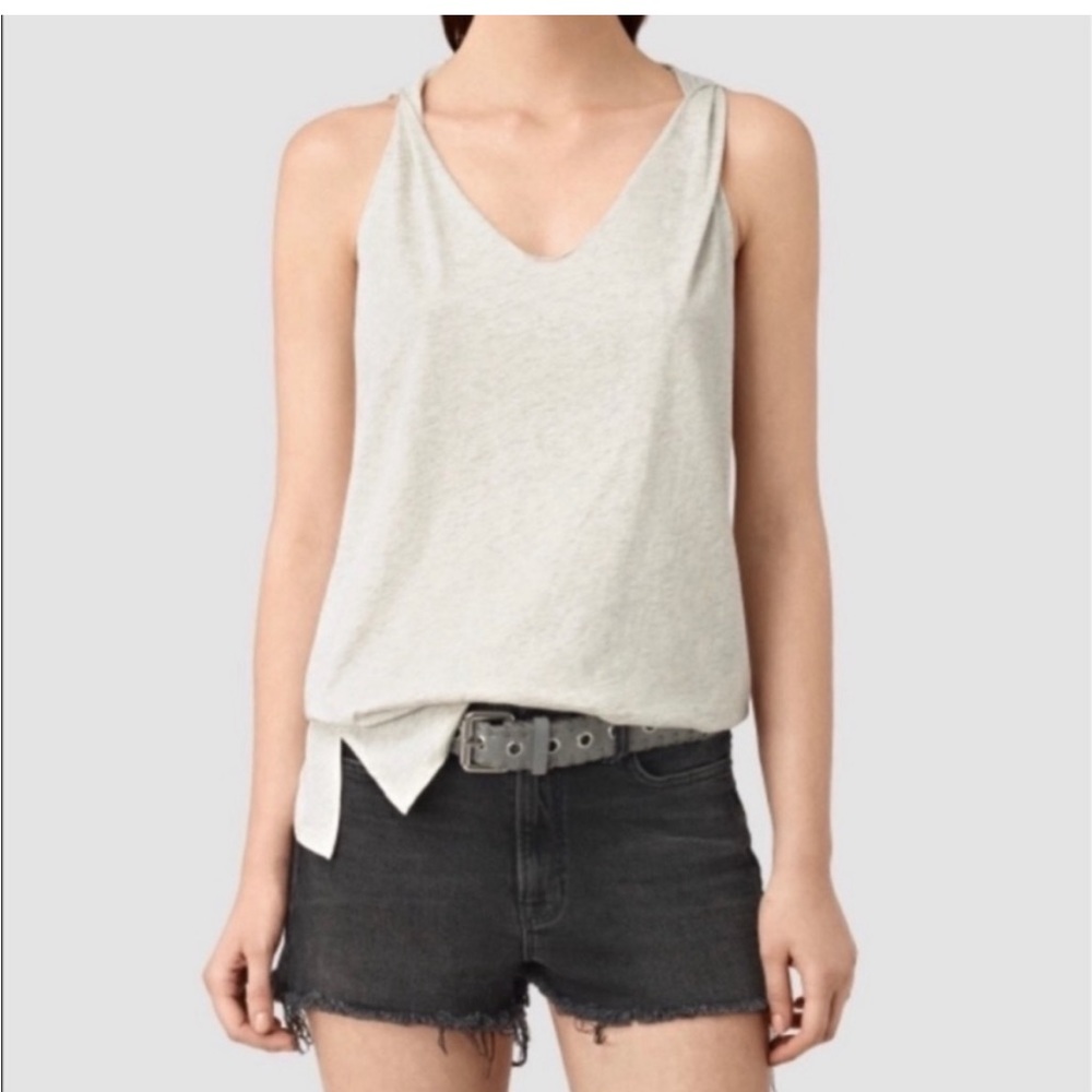 All Saints Lena V-Neck Gray Twist Tank Top
